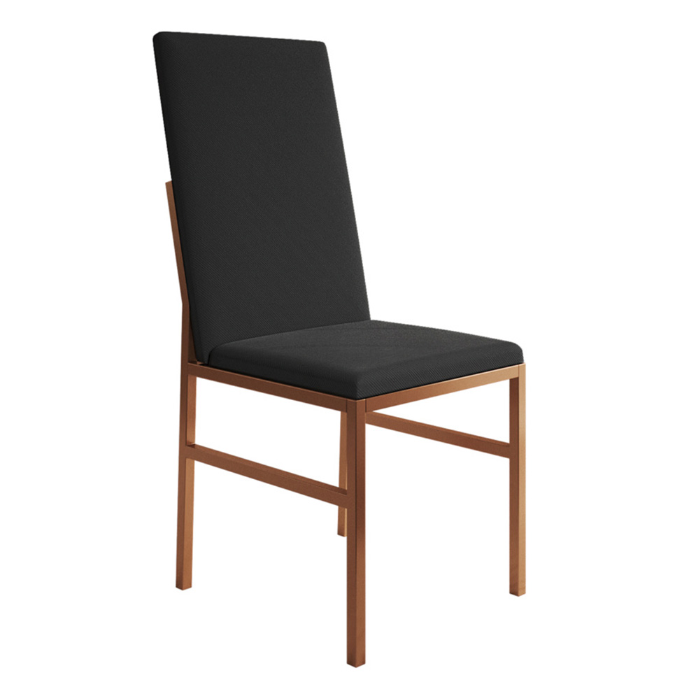 Cadeira Mônaco Premium Veludo Preta e Cobre