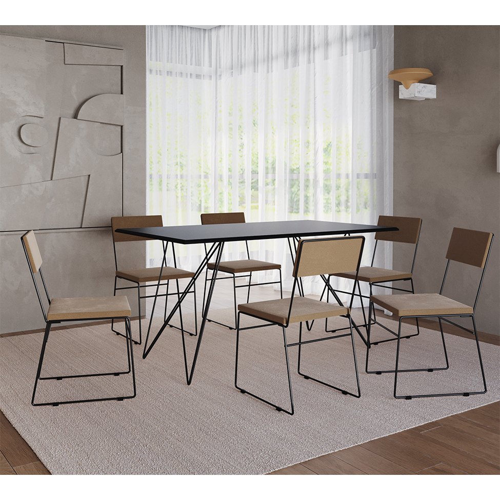 Conjunto com 2 Cadeiras Málaga Veludo Marrom e Preto