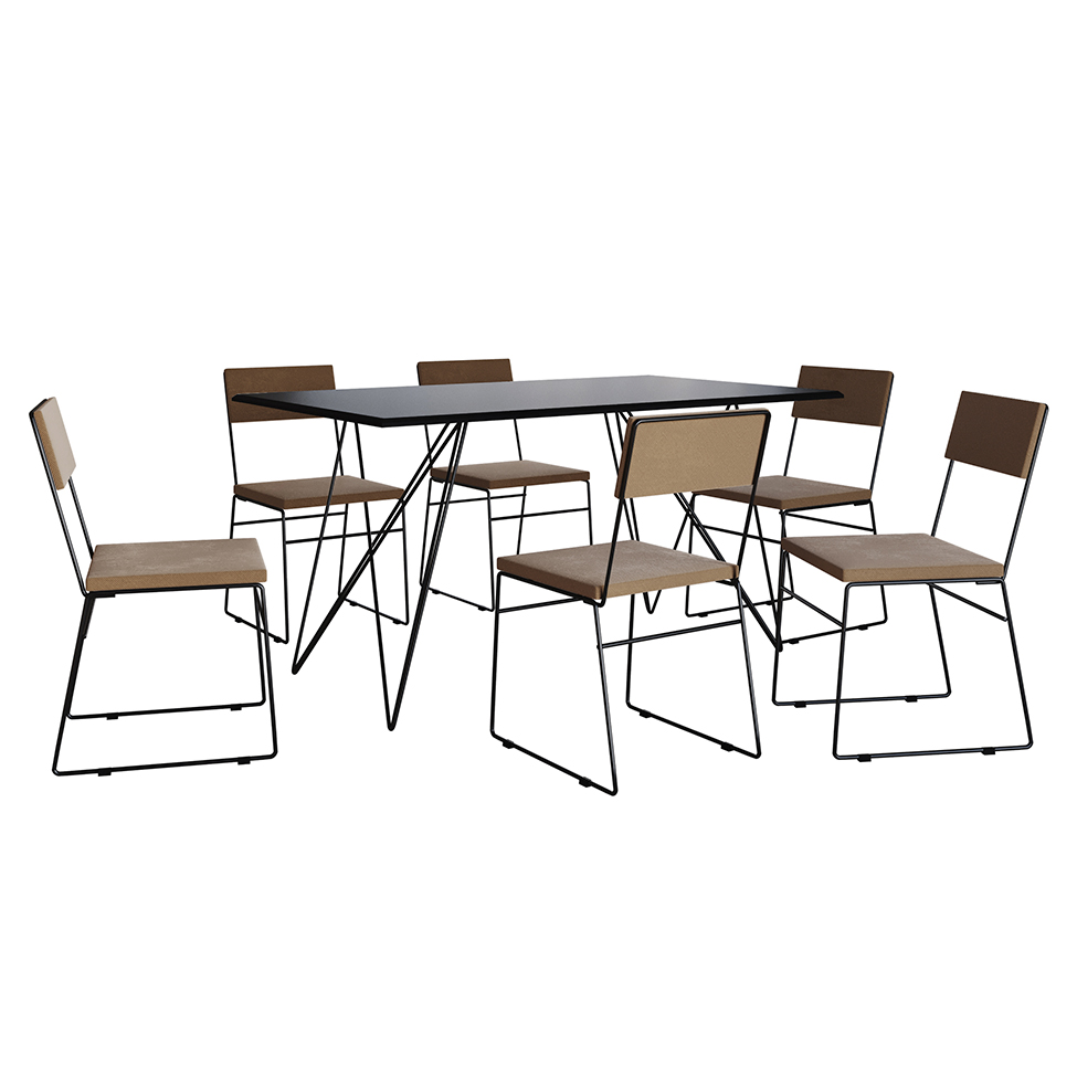 Conjunto com 2 Cadeiras Málaga Veludo Marrom e Preto