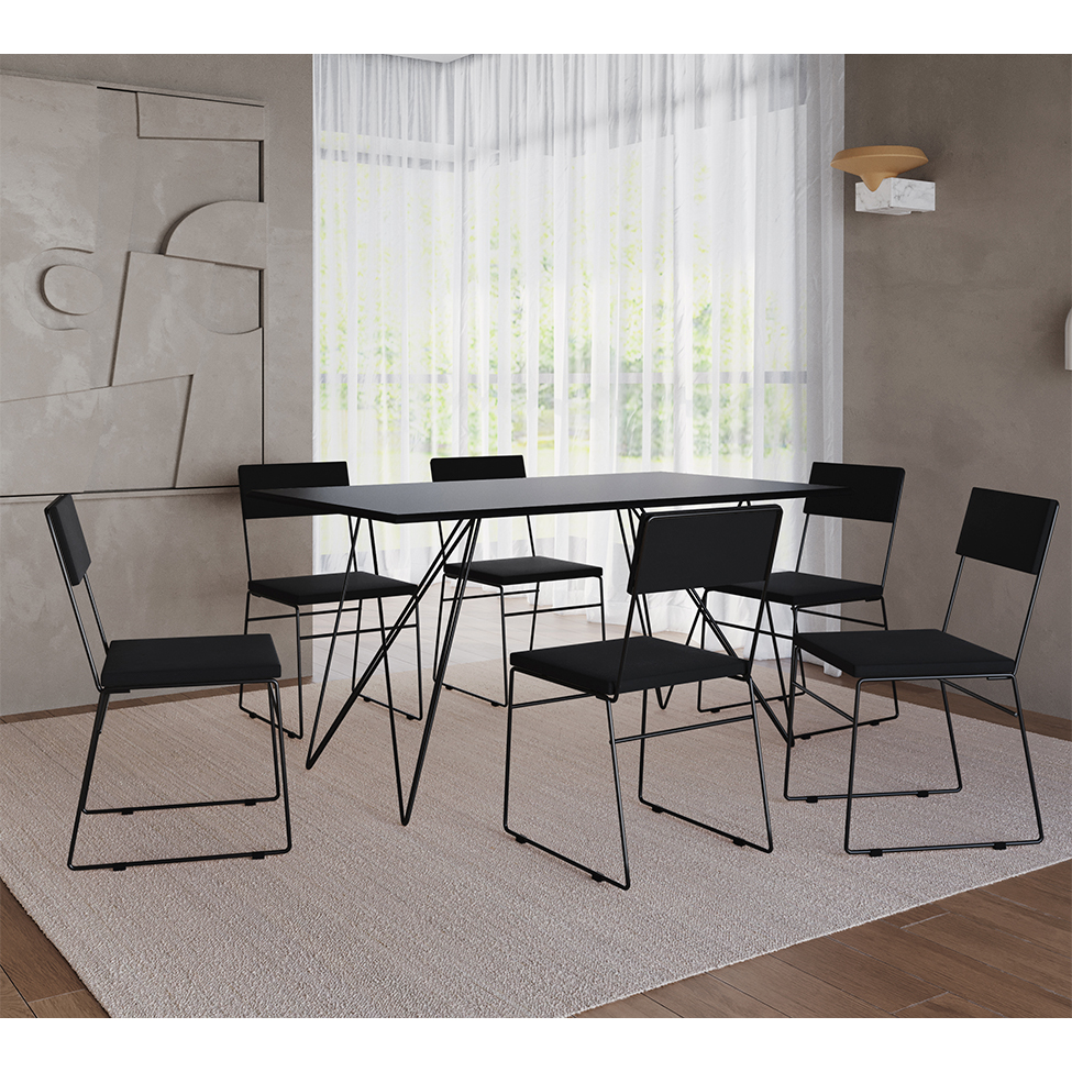 Conjunto com 2 Cadeiras Málaga Veludo Preto