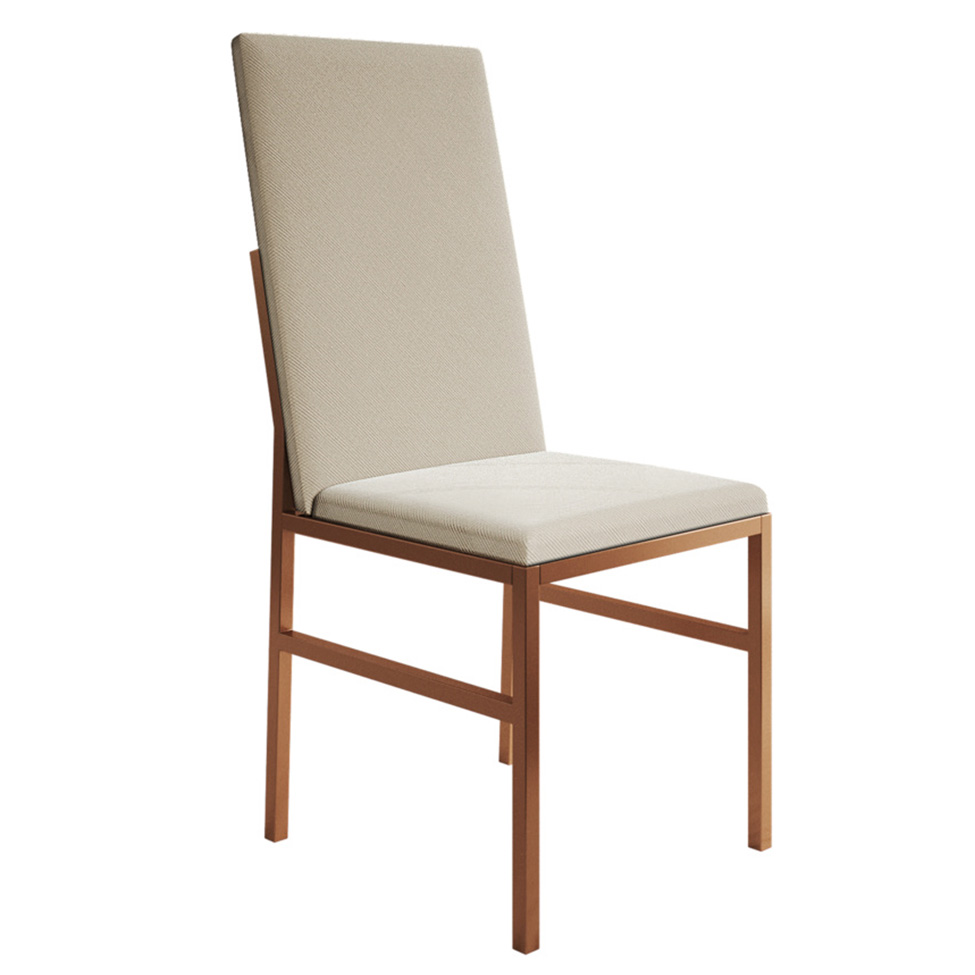 Conjunto com 2 Cadeiras Mônaco Premium Veludo Bege e Cobre