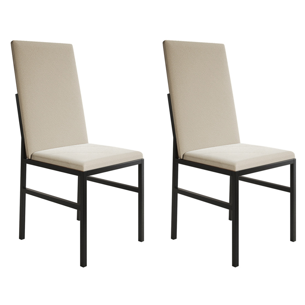 Conjunto com 2 Cadeiras Mônaco Premium Veludo Bege e Preto