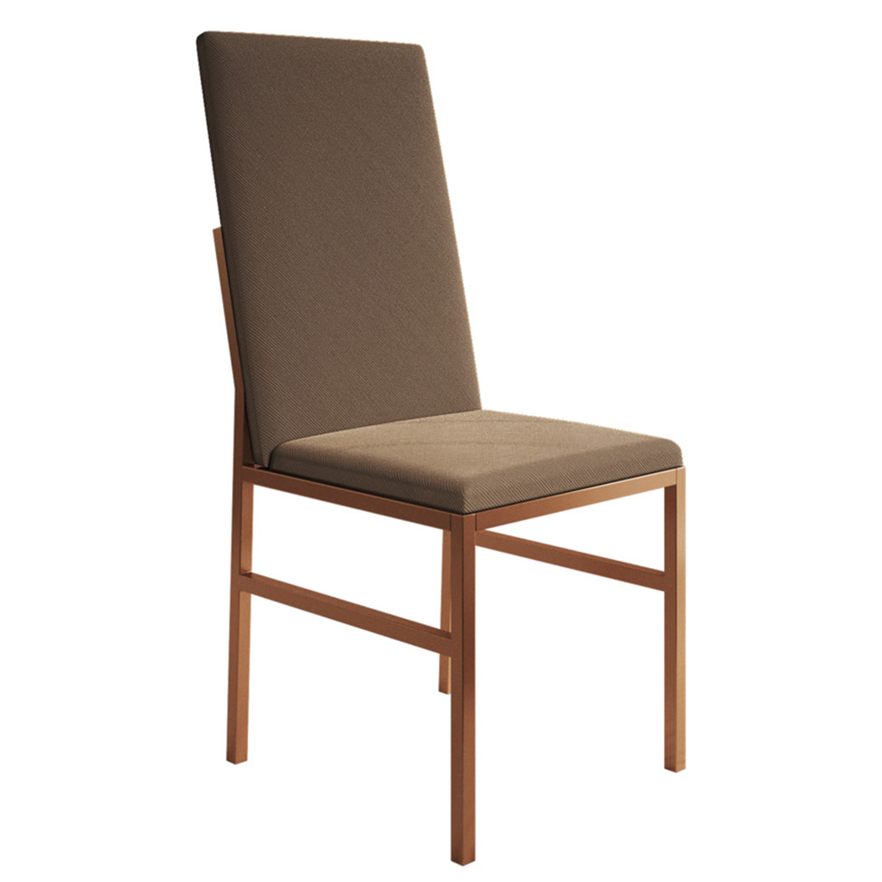 Conjunto com 2 Cadeiras Mônaco Premium Veludo Marrom e Cobre