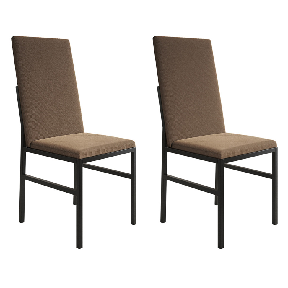 Conjunto com 2 Cadeiras Mônaco Premium Veludo Marrom e Preto