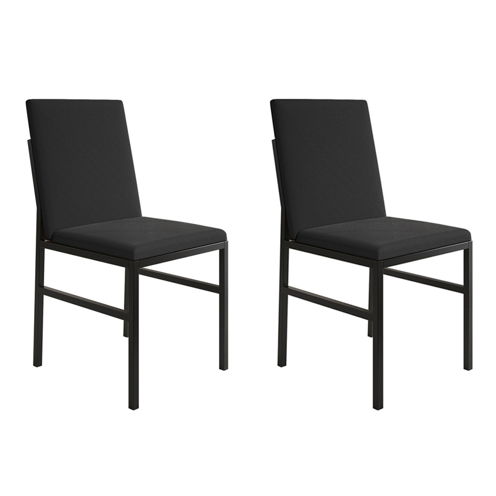 Conjunto com 2 Cadeiras Mônaco Veludo Preto