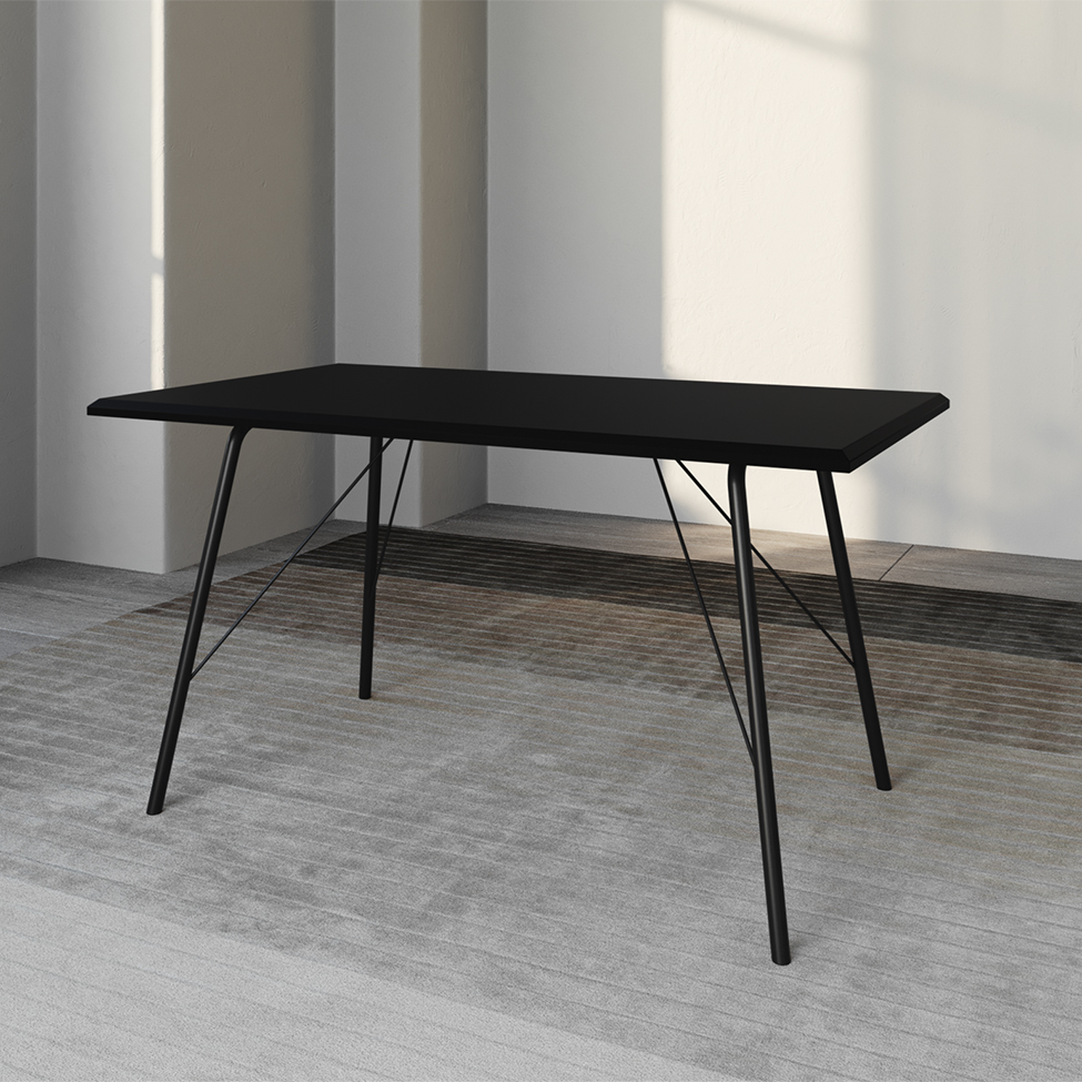 Conjunto de Mesa de Jantar com 4 Cadeiras Angra Suede Bege e Preto 120 cm