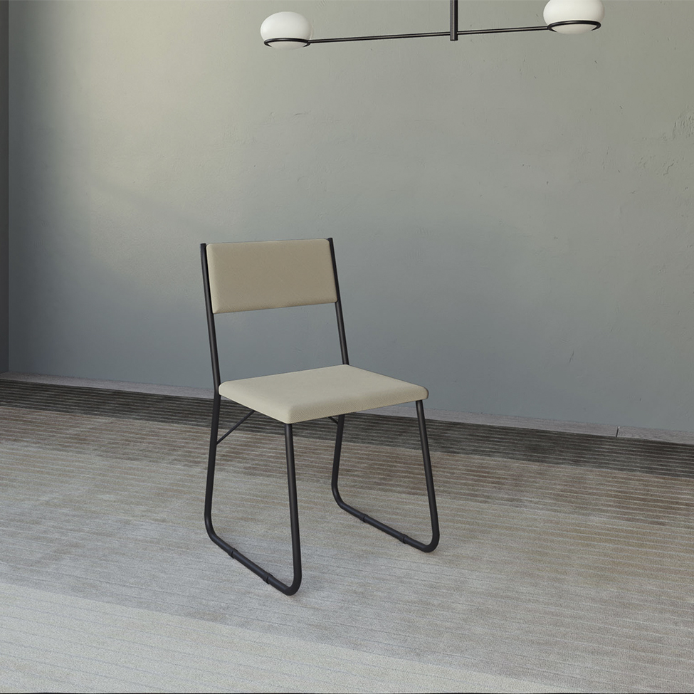 Conjunto de Mesa de Jantar com 4 Cadeiras Angra Suede Bege e Preto 120 cm