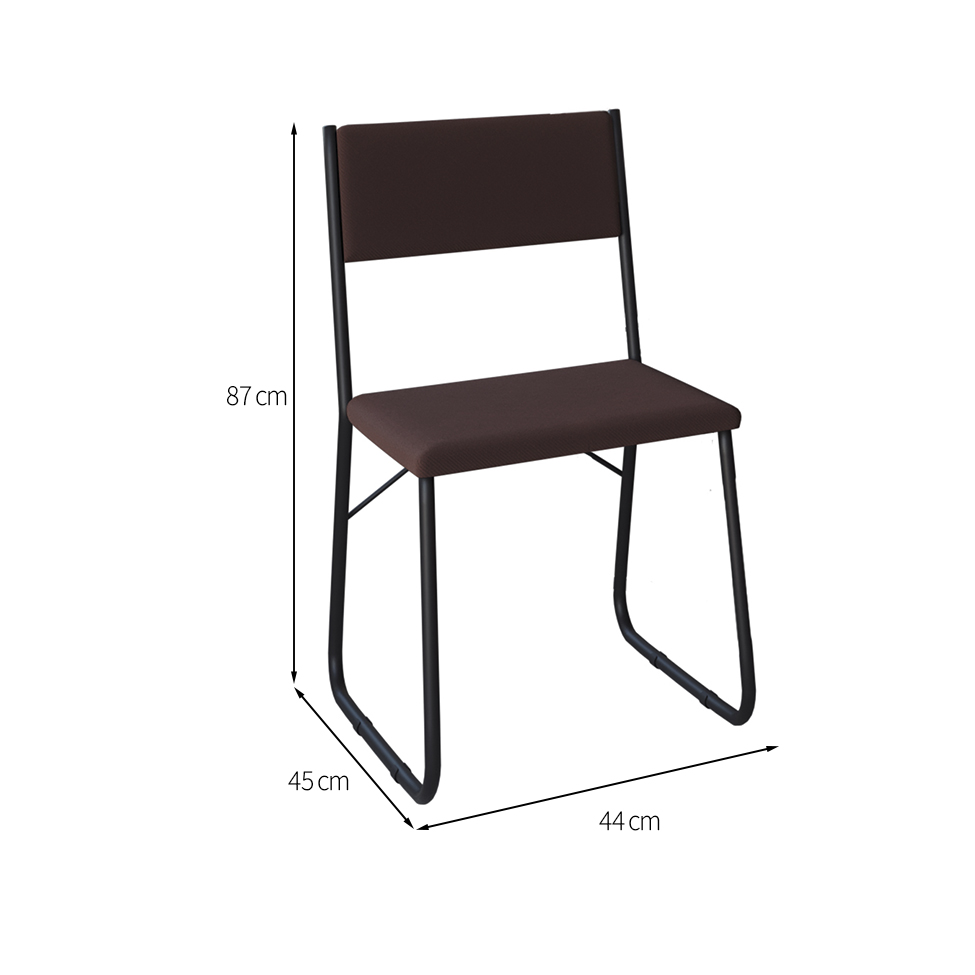 Conjunto de Mesa de Jantar com 4 Cadeiras Angra Suede Marrom e Preto 120 cm