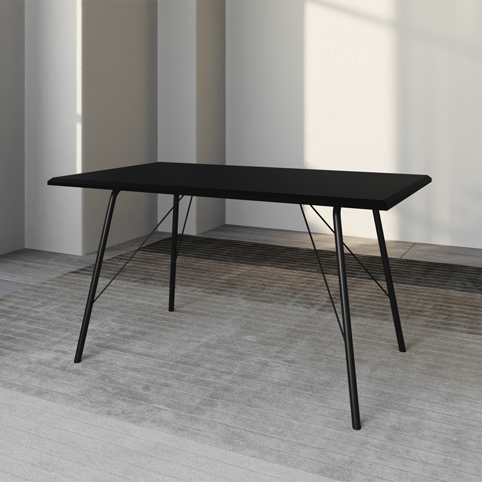 Conjunto de Mesa de Jantar com 4 Cadeiras Angra Suede Marrom e Preto 120 cm