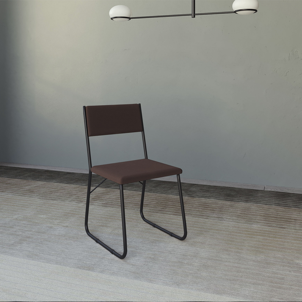 Conjunto de Mesa de Jantar com 4 Cadeiras Angra Suede Marrom e Preto 120 cm