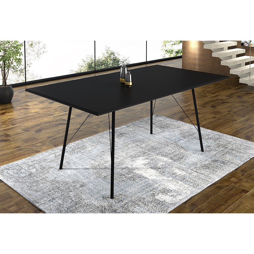 Conjunto de Mesa de Jantar com 4 Cadeiras Angra Suede Marrom e Preto 137 cm