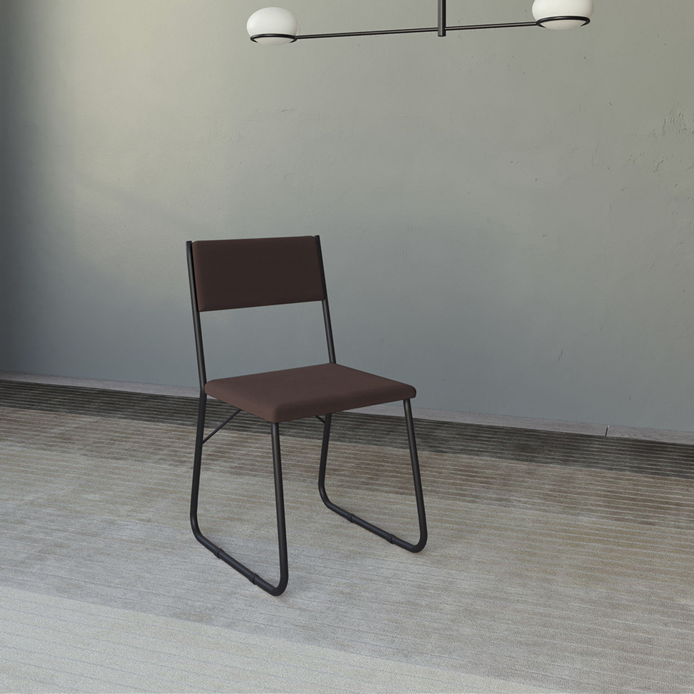 Conjunto de Mesa de Jantar com 4 Cadeiras Angra Suede Marrom e Preto 137 cm