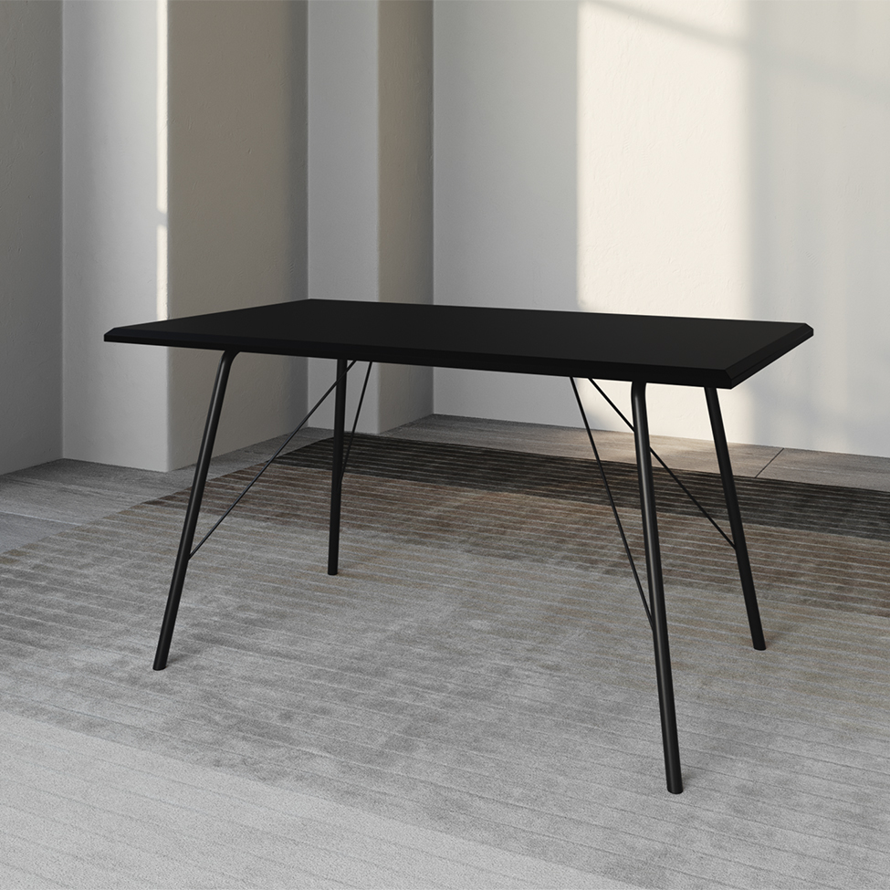 Conjunto de Mesa de Jantar com 4 Cadeiras Angra Suede Preto 120 cm