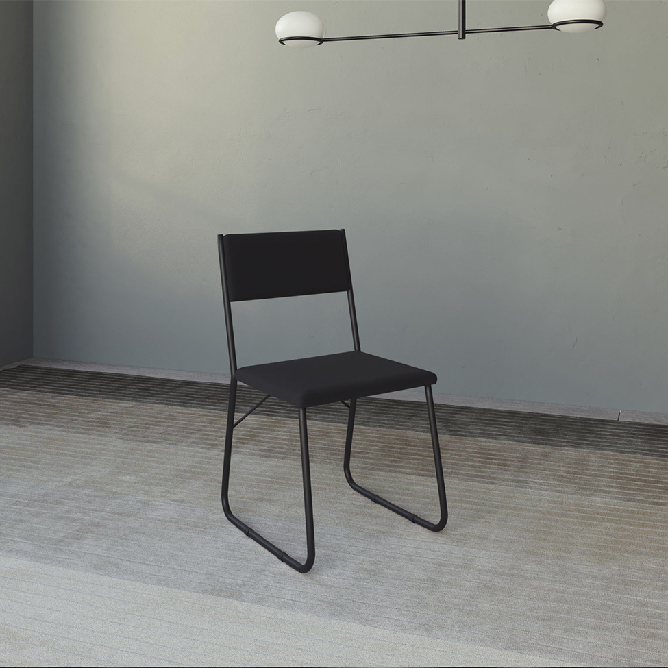 Conjunto de Mesa de Jantar com 4 Cadeiras Angra Suede Preto 120 cm