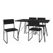 Conjunto de Mesa de Jantar com 4 Cadeiras Angra Suede Preto 137 cm
