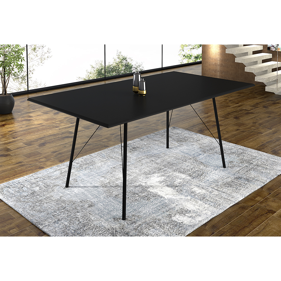 Conjunto de Mesa de Jantar com 4 Cadeiras Angra Suede Preto 137 cm