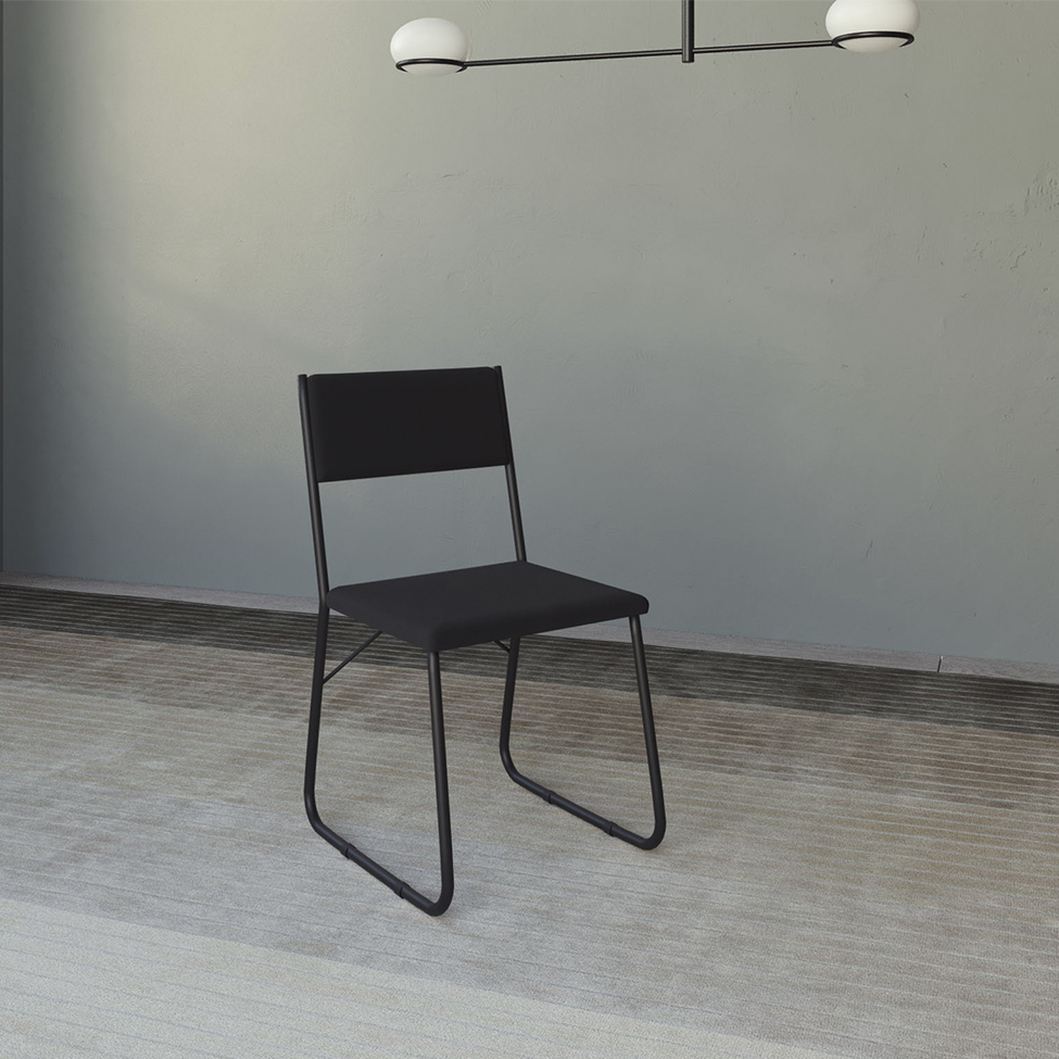 Conjunto de Mesa de Jantar com 4 Cadeiras Angra Suede Preto 137 cm