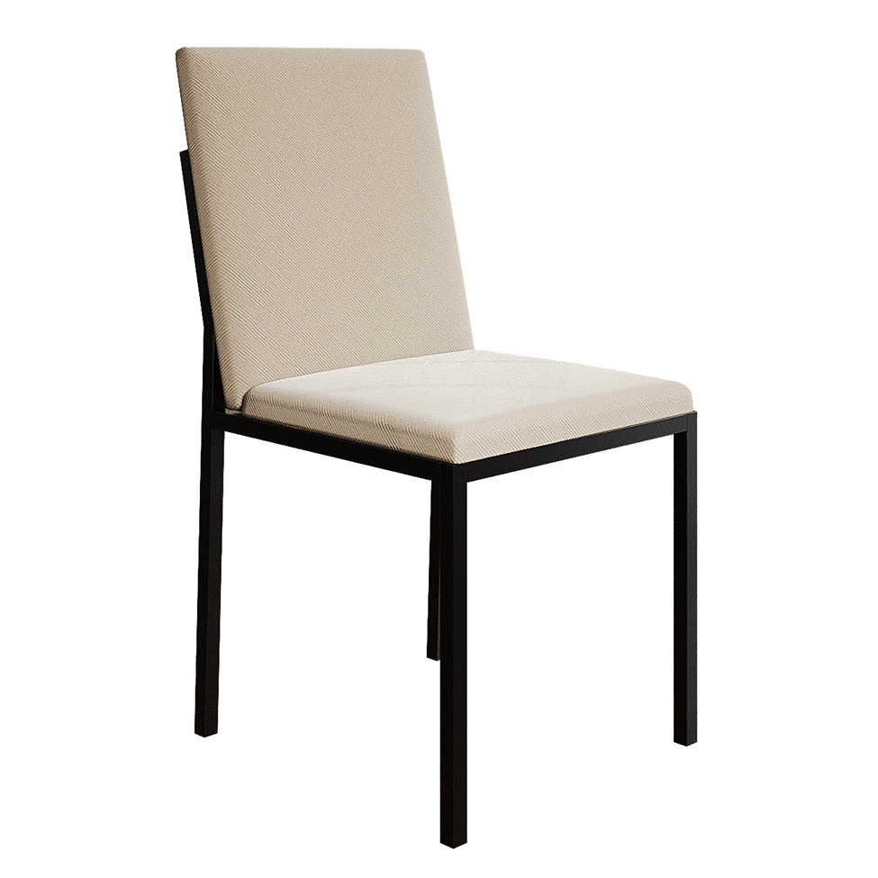 Conjunto de Mesa de Jantar com 4 Cadeiras Mônaco Veludo Bege e Preto