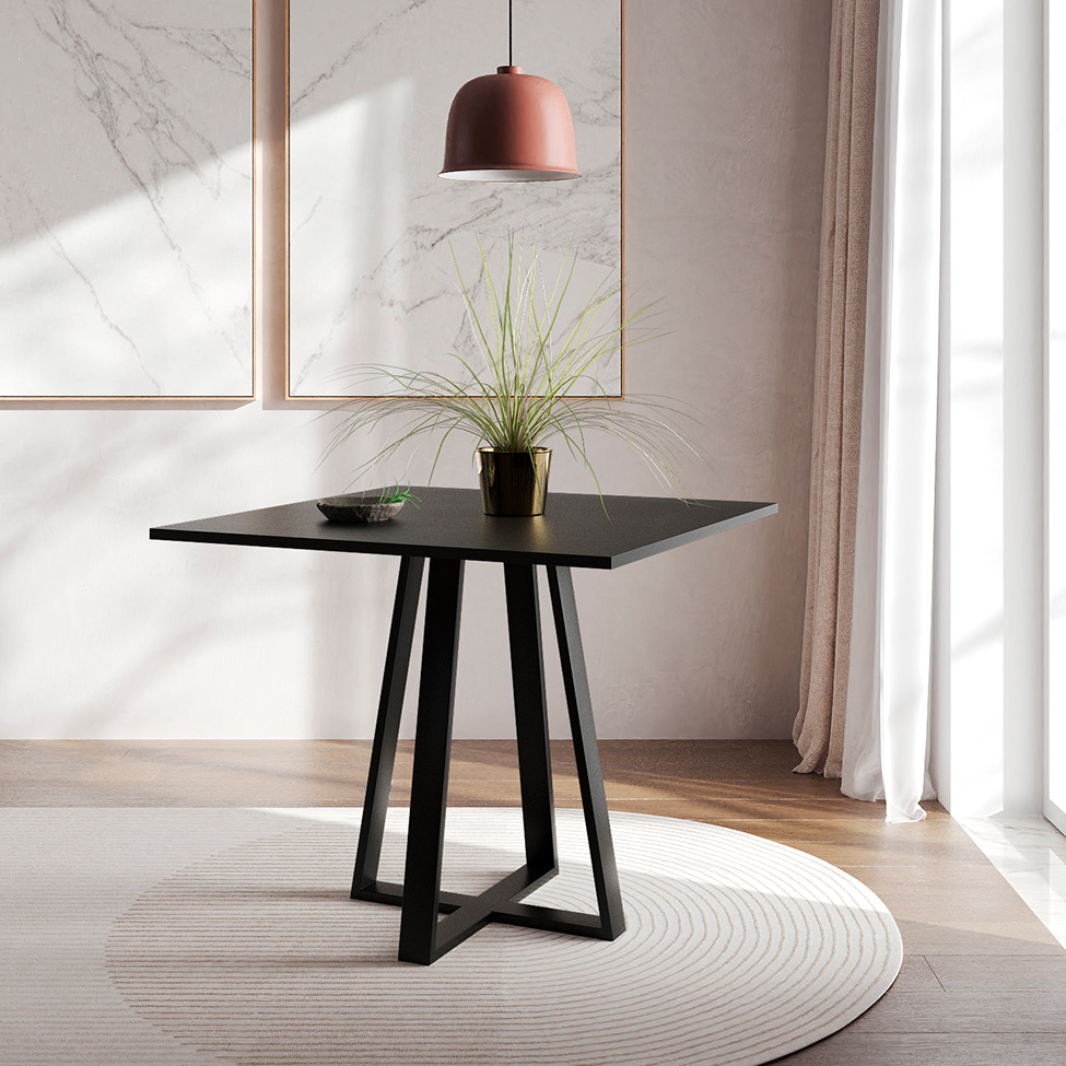 Conjunto de Mesa de Jantar com 4 Cadeiras Mônaco Veludo Bege e Preto