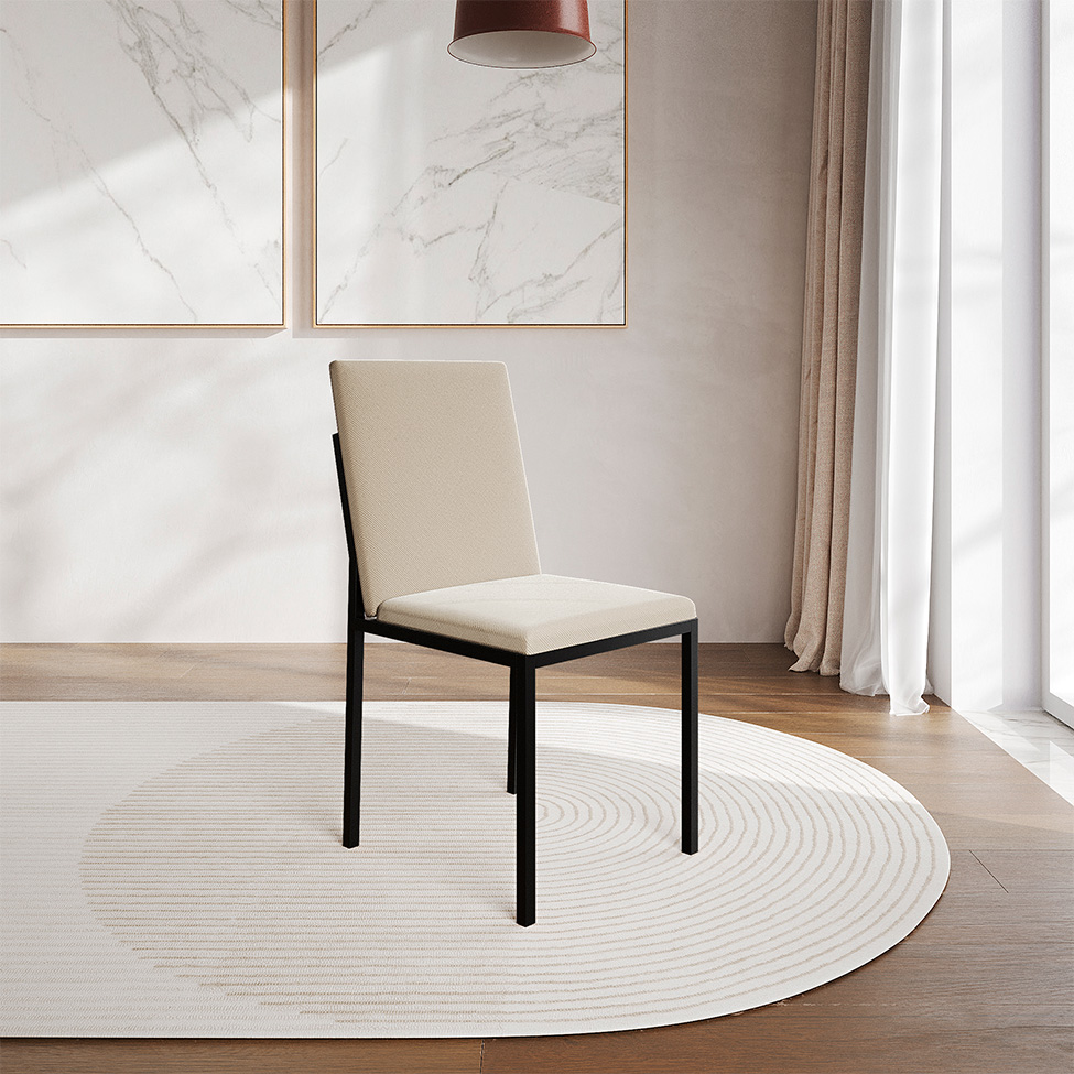 Conjunto de Mesa de Jantar com 4 Cadeiras Mônaco Veludo Bege e Preto