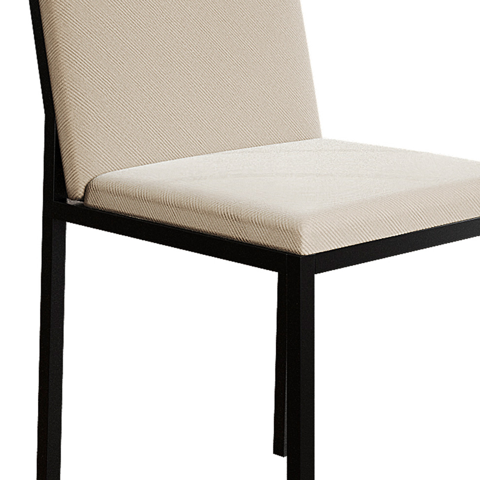 Conjunto de Mesa de Jantar com 4 Cadeiras Mônaco Veludo Bege e Preto