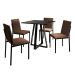 Conjunto de Mesa de Jantar com 4 Cadeiras Mônaco Veludo Marrom e Preto