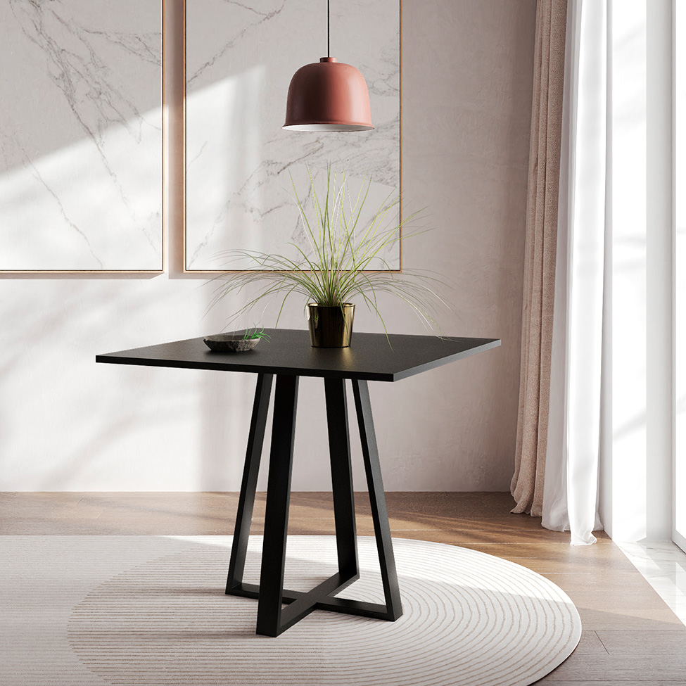 Conjunto de Mesa de Jantar com 4 Cadeiras Mônaco Veludo Marrom e Preto