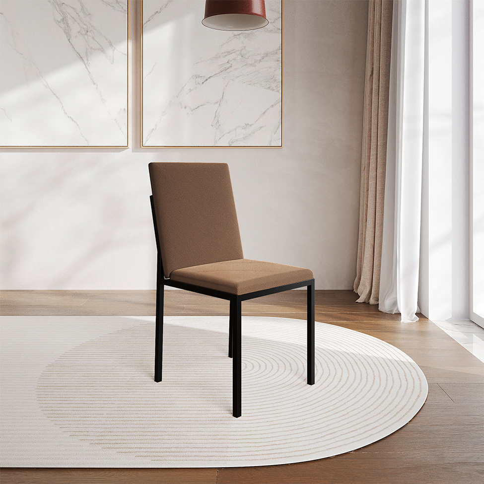 Conjunto de Mesa de Jantar com 4 Cadeiras Mônaco Veludo Marrom e Preto