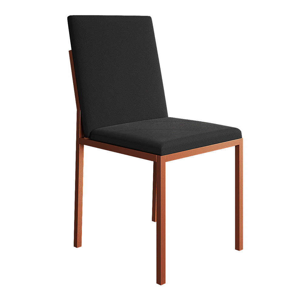 Conjunto de Mesa de Jantar com 4 Cadeiras Mônaco Veludo Preto e Cobre