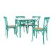 Conjunto de Mesa de Jantar com 4 Cadeiras e Tampo de Madeira Katrina Azul Turquesa