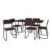 Conjunto de Mesa de Jantar com 6 Cadeiras Angra Suede Marrom e Preto 150 cm