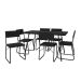 Conjunto de Mesa de Jantar com 6 Cadeiras Angra Suede Preto 150 cm