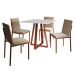 Conjunto de Mesa de Jantar com Tampo Branco e 4 Cadeiras Mônaco Veludo Bege e Cobre