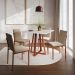 Conjunto de Mesa de Jantar com Tampo Branco e 4 Cadeiras Mônaco Veludo Bege e Cobre