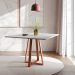 Conjunto de Mesa de Jantar com Tampo Branco e 4 Cadeiras Mônaco Veludo Bege e Cobre
