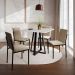Conjunto de Mesa de Jantar com Tampo Branco e 4 Cadeiras Mônaco Veludo Bege e Preto