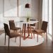 Conjunto de Mesa de Jantar com Tampo Branco e 4 Cadeiras Mônaco Veludo Marrom e Cobre