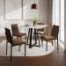 Conjunto de Mesa de Jantar com Tampo Branco e 4 Cadeiras Mônaco Veludo Marrom e Preto