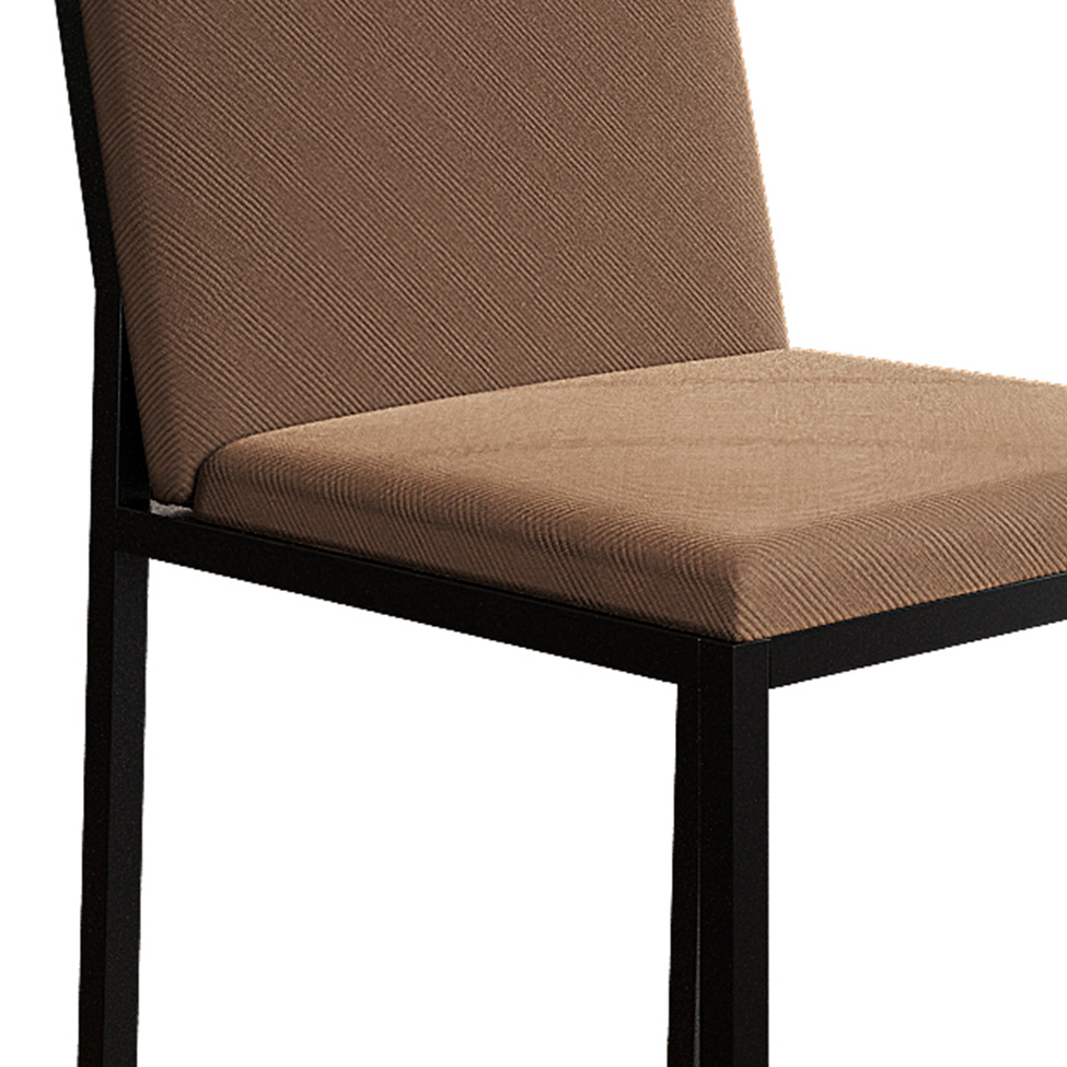 Conjunto de Mesa de Jantar com Tampo Branco e 4 Cadeiras Mônaco Veludo Marrom e Preto