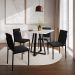 Conjunto de Mesa de Jantar com Tampo Branco e 4 Cadeiras Mônaco Veludo Preto