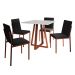 Conjunto de Mesa de Jantar com Tampo Branco e 4 Cadeiras Mônaco Veludo Preto e Cobre