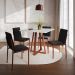 Conjunto de Mesa de Jantar com Tampo Branco e 4 Cadeiras Mônaco Veludo Preto e Cobre