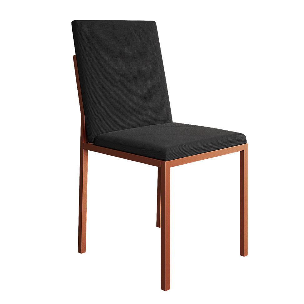 Conjunto de Mesa de Jantar com Tampo Branco e 4 Cadeiras Mônaco Veludo Preto e Cobre