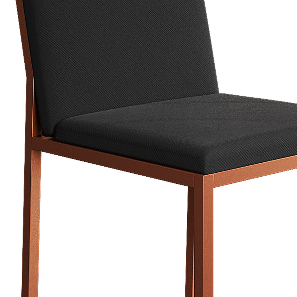 Conjunto de Mesa de Jantar com Tampo Branco e 4 Cadeiras Mônaco Veludo Preto e Cobre