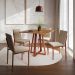 Conjunto de Mesa de Jantar com Tampo Imbuia e 4 Cadeiras Mônaco Veludo Bege e Cobre