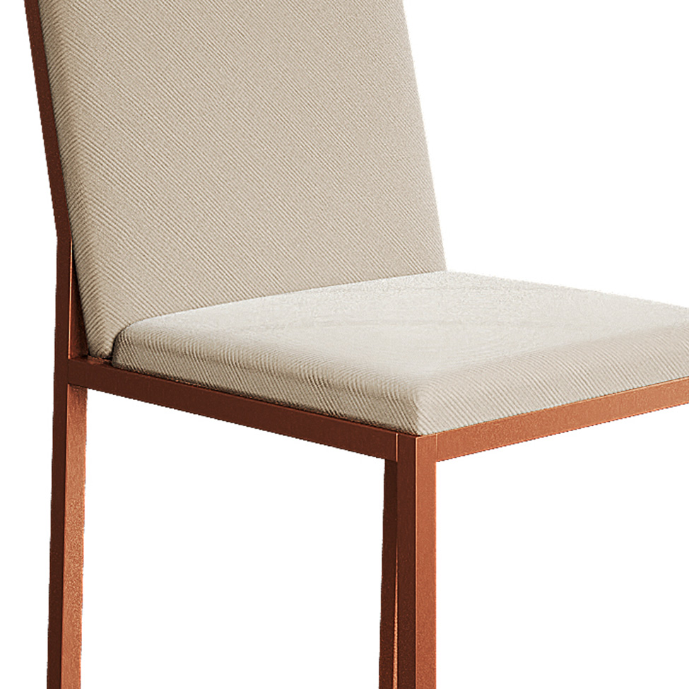 Conjunto de Mesa de Jantar com Tampo Imbuia e 4 Cadeiras Mônaco Veludo Bege e Cobre