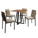 Conjunto de Mesa de Jantar com Tampo Imbuia e 4 Cadeiras Mônaco Veludo Bege e Preto