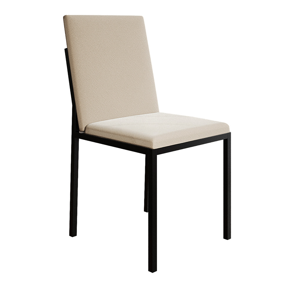 Conjunto de Mesa de Jantar com Tampo Imbuia e 4 Cadeiras Mônaco Veludo Bege e Preto