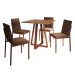 Conjunto de Mesa de Jantar com Tampo Imbuia e 4 Cadeiras Mônaco Veludo Marrom e Cobre