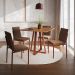 Conjunto de Mesa de Jantar com Tampo Imbuia e 4 Cadeiras Mônaco Veludo Marrom e Cobre